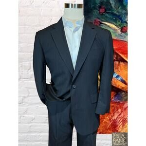 Jos A Bank 41R 32W Navy Blue Pinstripe 2 Piece Suit Jacket Pants Set